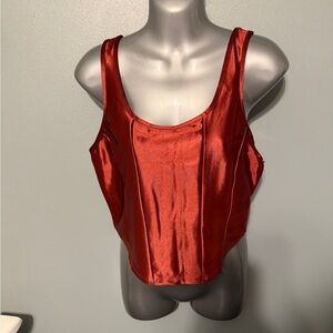 Elegant Red Satin Crop Top